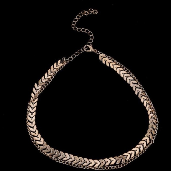Adjustable Double Layered Chevron Gold Choker SOLD - Picture 2 of 5